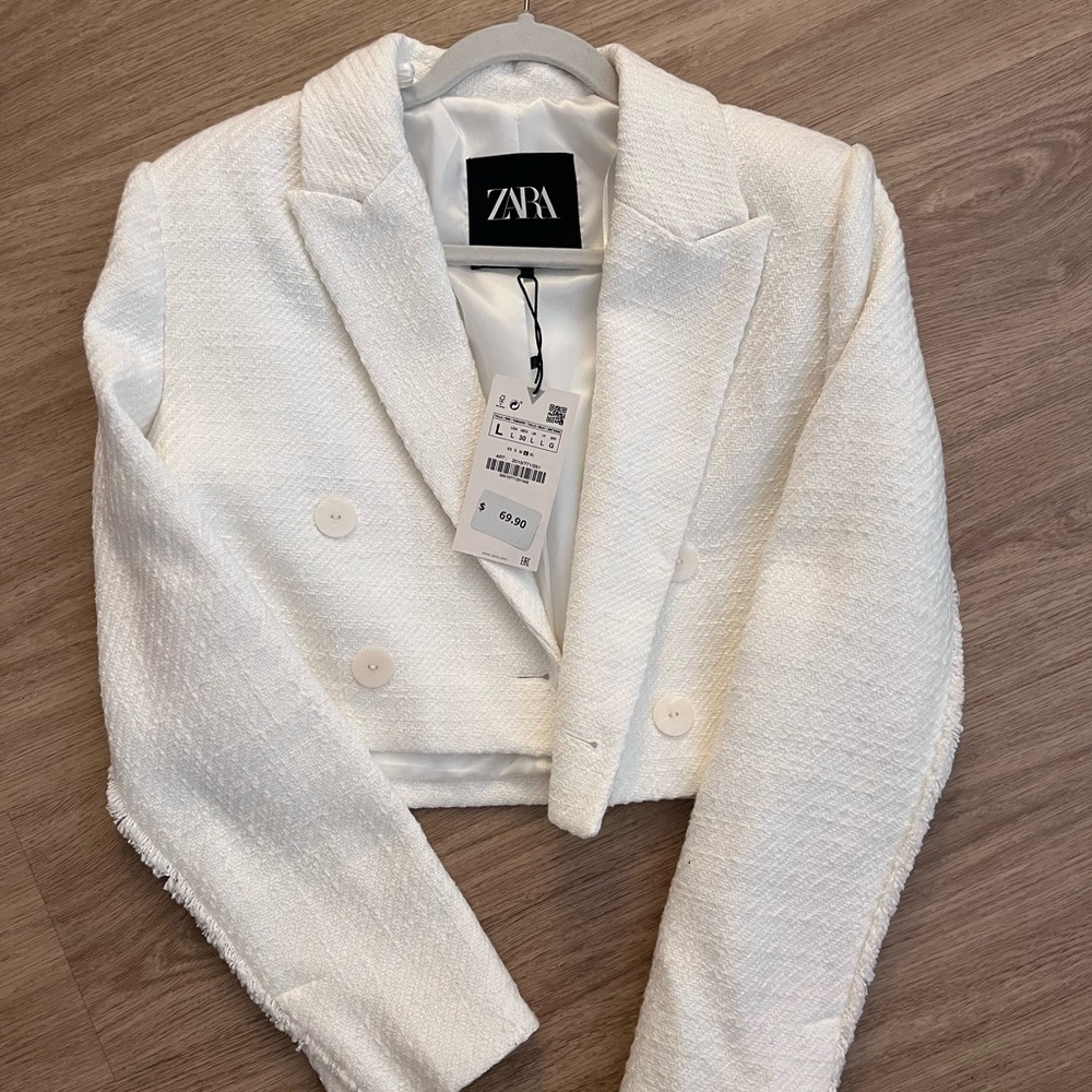 Zara Women's White Cropped Jacket